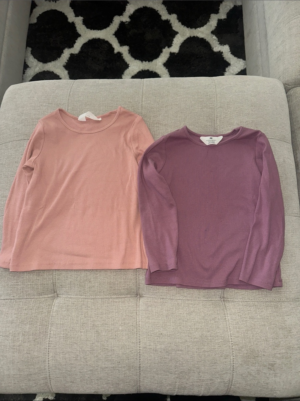 H&M Kids Long-Sleeve Crewneck Tops in Pink and Mauve